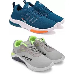 Men's Sports Running Shoes Stylish Design, Pack of 2 Multicolor