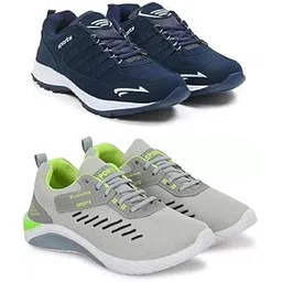 Men's Sports Running Shoes Stylish Design, Pack of 2 Multicolor