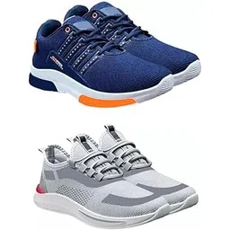 Men's Sports Running Shoes Stylish Design, Pack of 2 Multicolor