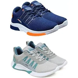 Men's Sports Running Shoes Stylish Design, Pack of 2 Multicolor