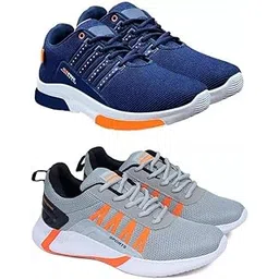 Men's Sports Running Shoes Stylish Design, Pack of 2 Multicolor