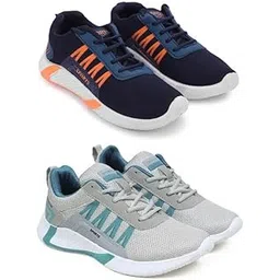 Men's Sports Running Shoes Stylish Design, Pack of 2 Multicolor