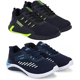 Men's Sports Running Shoes Stylish Design, Pack of 2 Multicolor