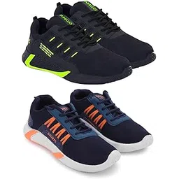 Men's Sports Running Shoes Stylish Design, Pack of 2 Multicolor