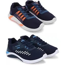 Men's Sports Running Shoes Stylish Design, Pack of 2 Multicolor