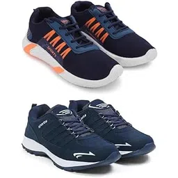 Men's Sports Running Shoes Stylish Design, Pack of 2 Multicolor