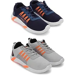 Men's Sports Running Shoes Stylish Design, Pack of 2 Multicolor