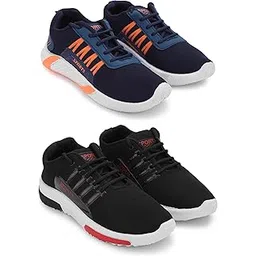 Men's Sports Running Shoes Stylish Design, Pack of 2 Multicolor
