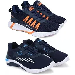 Men's Sports Running Shoes Stylish Design, Pack of 2 Multicolor
