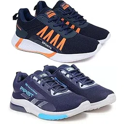Men's Sports Running Shoes Stylish Design, Pack of 2 Multicolor