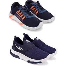 Men's Sports Running Shoes Stylish Design, Pack of 2 Multicolor
