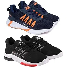 Men's Sports Running Shoes Stylish Design, Pack of 2 Multicolor