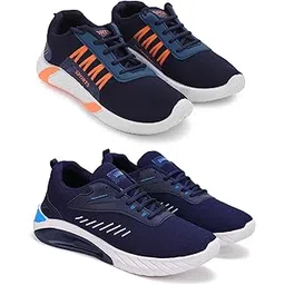 Men's Sports Running Shoes Stylish Design, Pack of 2 Multicolor