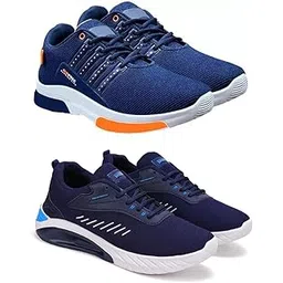 Men's Sports Running Shoes Stylish Design, Pack of 2 Multicolor