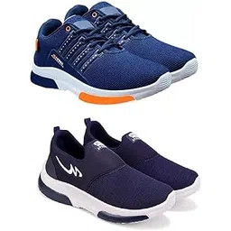 Men's Sports Running Shoes Stylish Design, Pack of 2 Multicolor