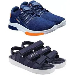 Men's Sports Running Shoes Stylish Design, Pack of 2 Multicolor