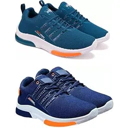 Men's Sports Running Shoes Stylish Design, Pack of 2 Multicolor