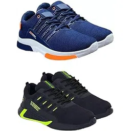 Men's Sports Running Shoes Stylish Design, Pack of 2 Multicolor
