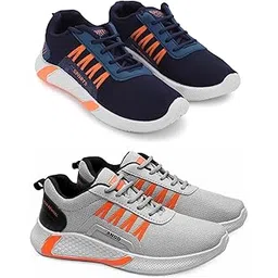 Men's Sports Running Shoes Stylish Design, Pack of 2 Multicolor