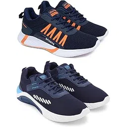 Men's Sports Running Shoes Stylish Design, Pack of 2 Multicolor