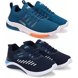 Men's Sports Running Shoes Stylish Design, Pack of 2 Multicolor