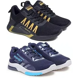 Men's Sports Running Shoes Stylish Design, Pack of 2 Multicolor