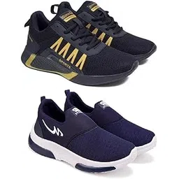 Men's Sports Running Shoes Stylish Design, Pack of 2 Multicolor