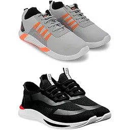 Men's Sports Running Shoes Stylish Design, Pack of 2 Multicolor