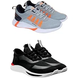 Men's Sports Running Shoes Stylish Design, Pack of 2 Multicolor