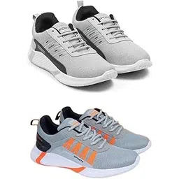 Men's Sports Running Shoes Stylish Design, Pack of 2 Multicolor