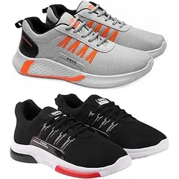 Men's Sports Running Shoes Stylish Design, Pack of 2 Multicolor