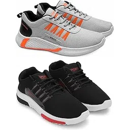 Men's Sports Running Shoes Stylish Design, Pack of 2 Multicolor