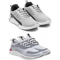 Men's Sports Running Shoes Stylish Design, Pack of 2 Multicolor