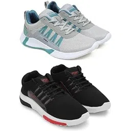 Men's Sports Running Shoes Stylish Design, Pack of 2 Multicolor