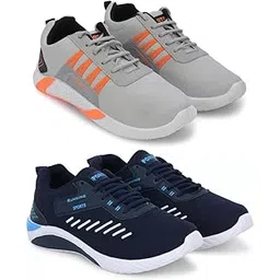 Men's Sports Running Shoes Stylish Design, Pack of 2 Multicolor