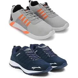 Men's Sports Running Shoes Stylish Design, Pack of 2 Multicolor