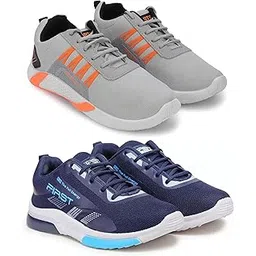 Men's Sports Running Shoes Stylish Design, Pack of 2 Multicolor