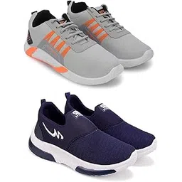 Men's Sports Running Shoes Stylish Design, Pack of 2 Multicolor