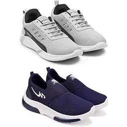 Men's Sports Running Shoes Stylish Design, Pack of 2 Multicolor