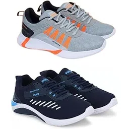 Men's Sports Running Shoes Stylish Design, Pack of 2 Multicolor