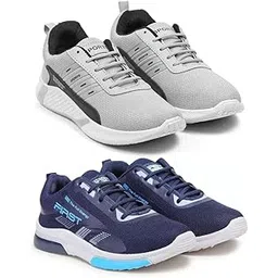 Men's Sports Running Shoes Stylish Design, Pack of 2 Multicolor