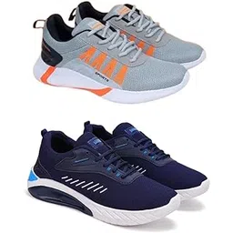 Men's Sports Running Shoes Stylish Design, Pack of 2 Multicolor