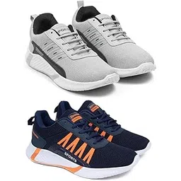 Men's Sports Running Shoes Stylish Design, Pack of 2 Multicolor