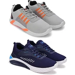 Men's Sports Running Shoes Stylish Design, Pack of 2 Multicolor