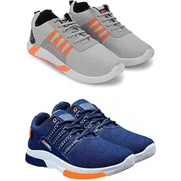 Men's Sports Running Shoes Stylish Design, Pack of 2 Multicolor