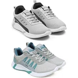 Men's Sports Running Shoes Stylish Design, Pack of 2 Multicolor