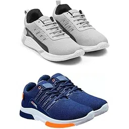 Men's Sports Running Shoes Stylish Design, Pack of 2 Multicolor