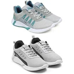 Men's Sports Running Shoes Stylish Design, Pack of 2 Multicolor