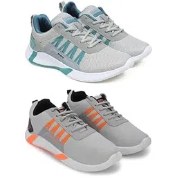 Men's Sports Running Shoes Stylish Design, Pack of 2 Multicolor