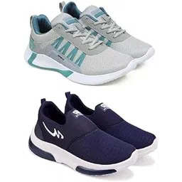 Men's Sports Running Shoes Stylish Design, Pack of 2 Multicolor